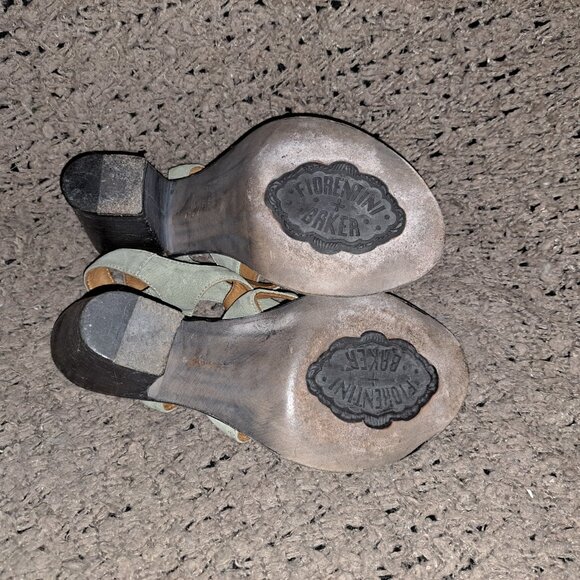 FIORENTINI & BAKER-Light Green Suede-Dbl Buckle-Heeled Sandals-Sz 38-Excellent - Picture 7 of 7